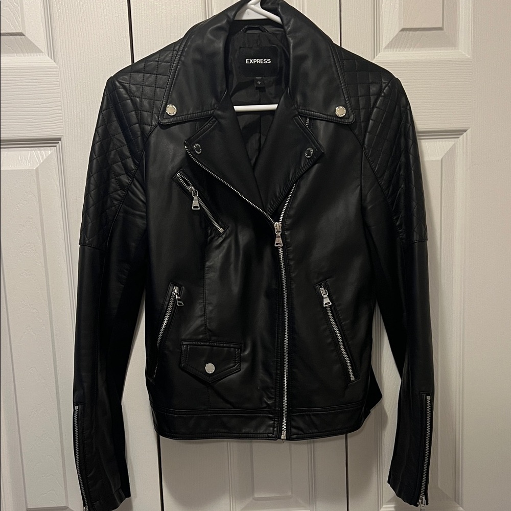 Express Women's Black Leather Biker Jacket